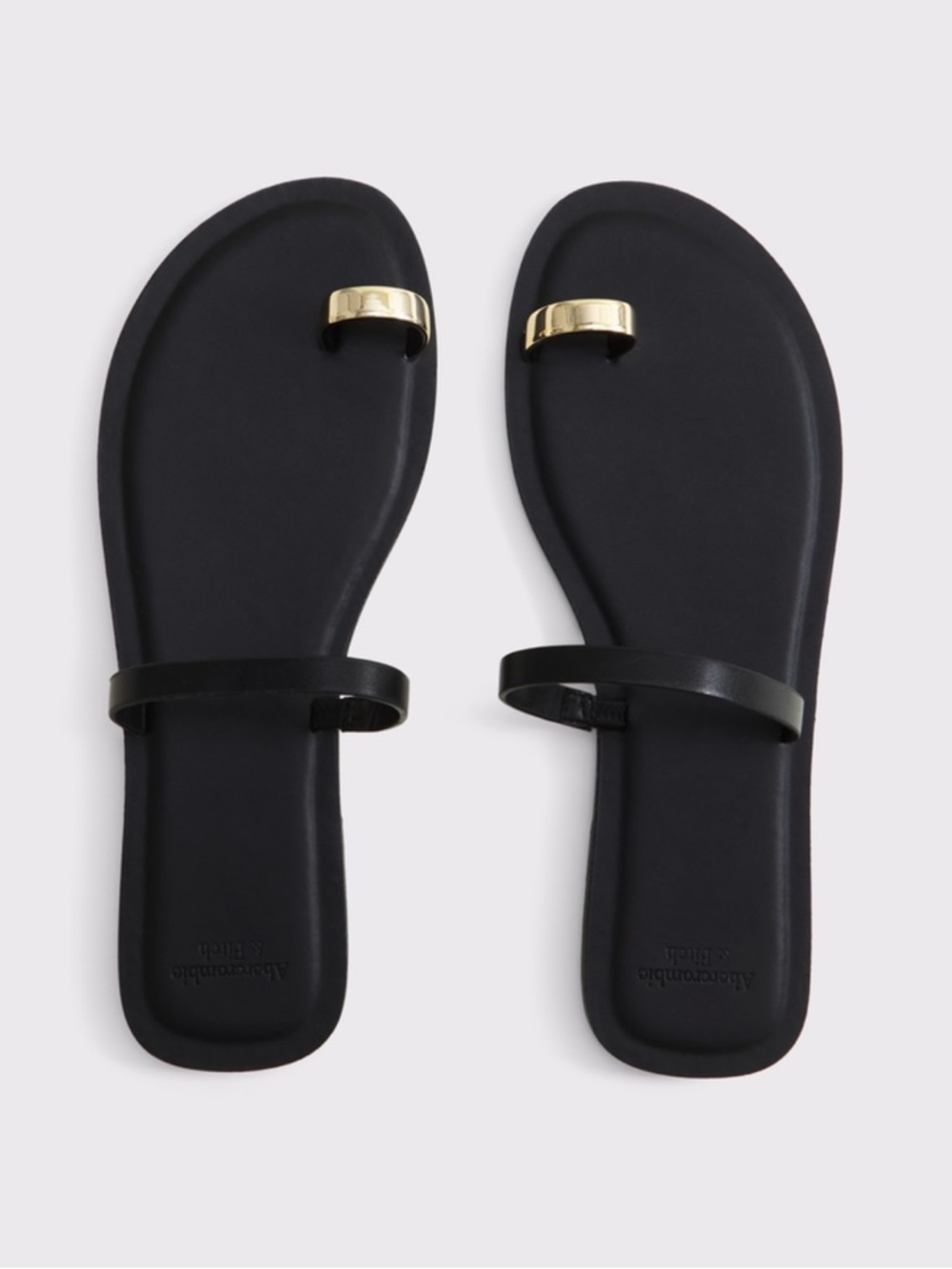 Abercrombie Toe Loop Sandals Black Gold Hardware Slide Size 10.5 NWT